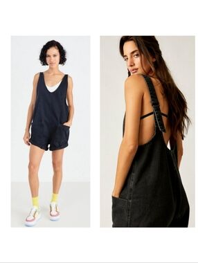 🆕️ We The Free x Free People  "High Roller" Denim Shortall Romper Small Grung
